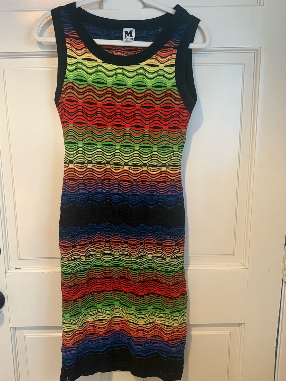 Missoni Rainbow Wave Knit Tank Dress with Black Trim size 42 us 8